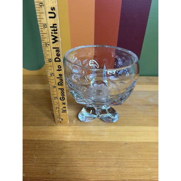 Viking epic three 3 toed etched floral Hughes flower candy bowl - MISSING LID - Picture 2 of 9